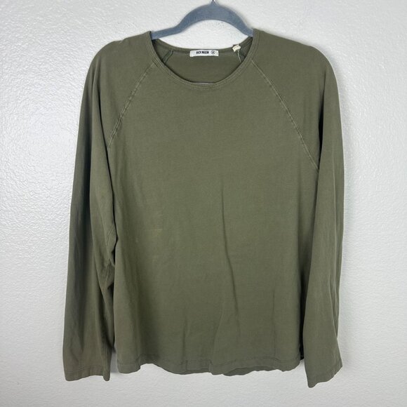 Buck Mason Men's Green Cotton Long Sleeve M Casual Solid Basic Minimalist - Picture 1 of 8